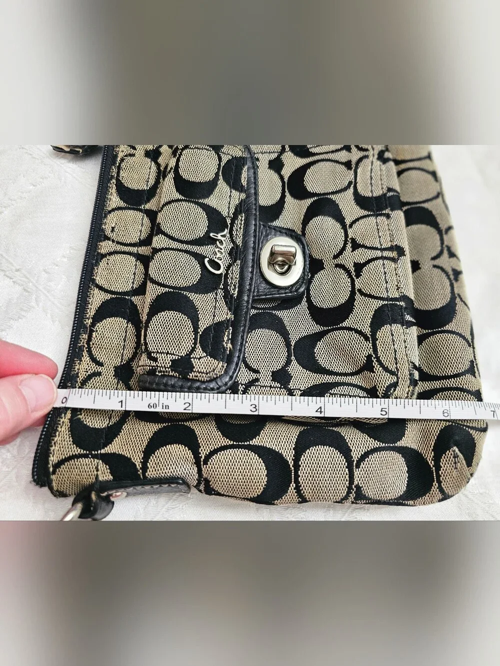 Coach Penelope Signature Canvas Crossbody Bag in Black & Tan